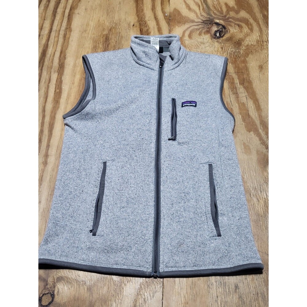 Patagonia Men Full Zip Gray Collar Vest Zipped Pockets Size S @M3